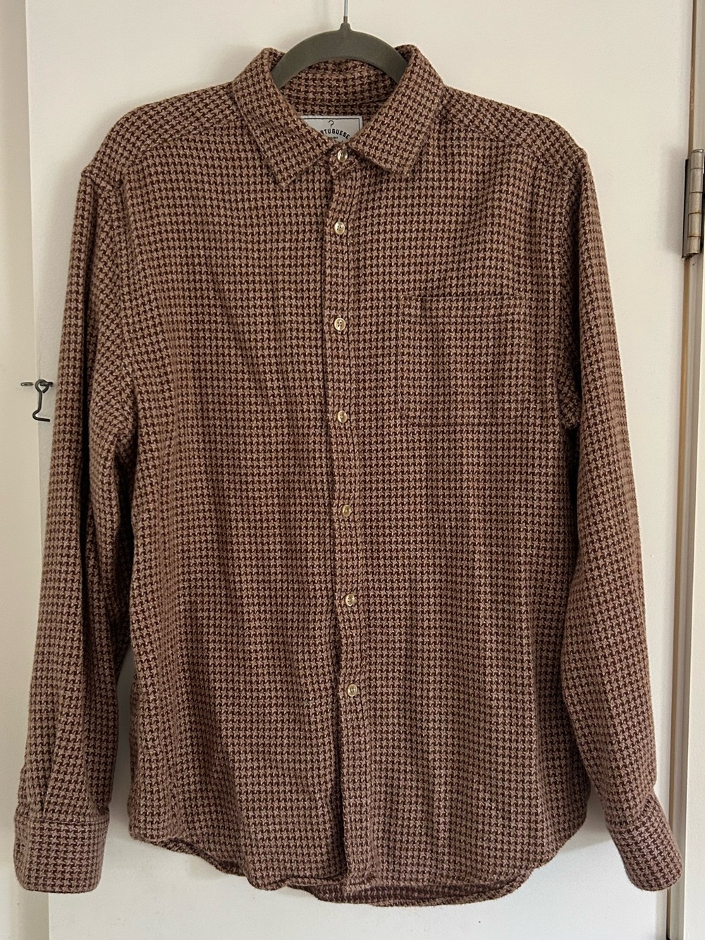Portuguese Flannel Pied Poule Shirt Brown - Large